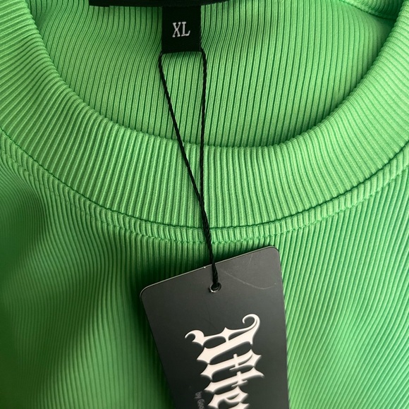 Bassiri Men 218 knit Short Sleeve Mock Neck Green T-Shirt XL New With Tag - Picture 4 of 4